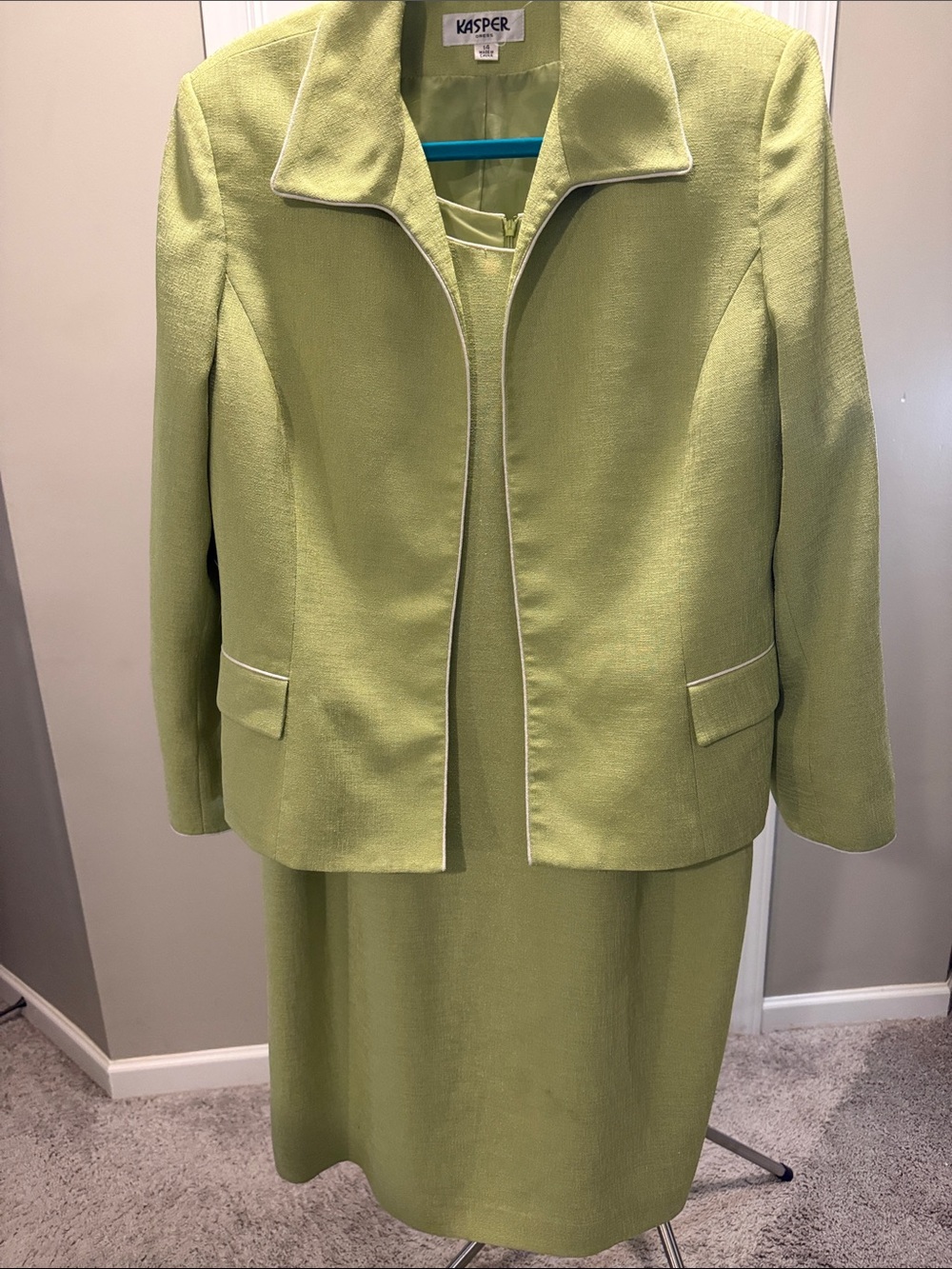 Kasper Lime Green Tailored Jacket and Skirt Set